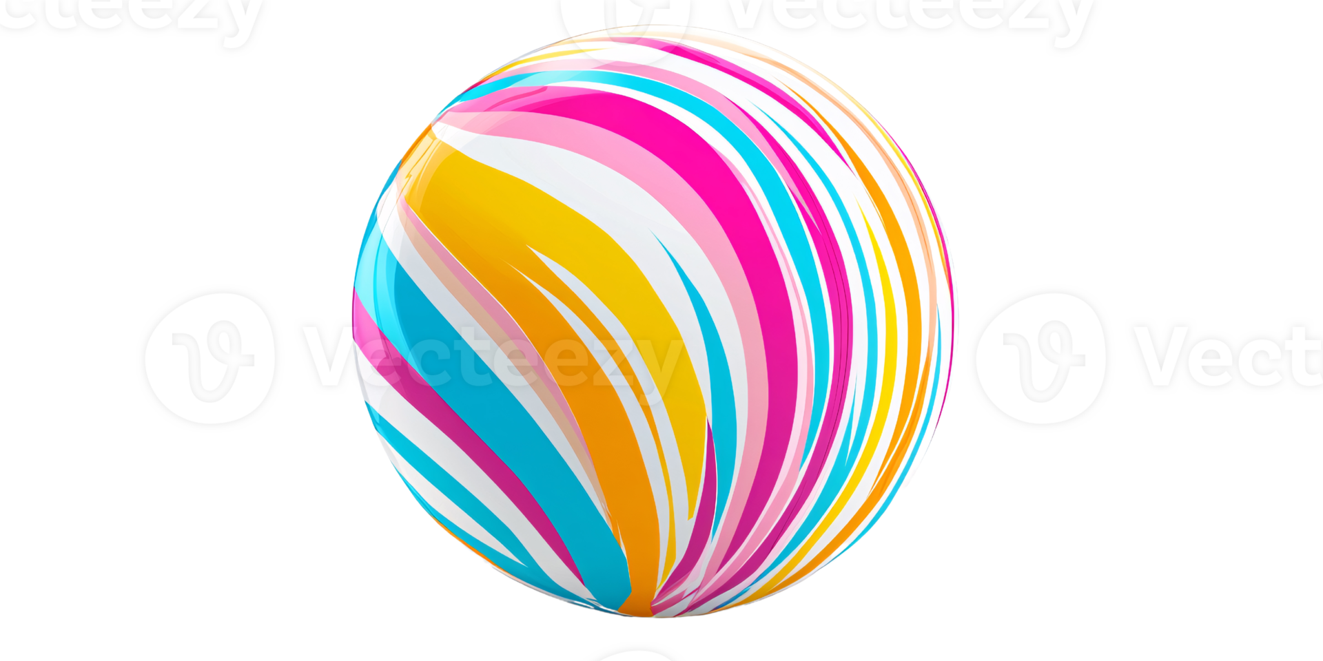 Abstract colorful sphere with vibrant stripes on a transparent background, showcasing modern design and playful, dynamic energy png