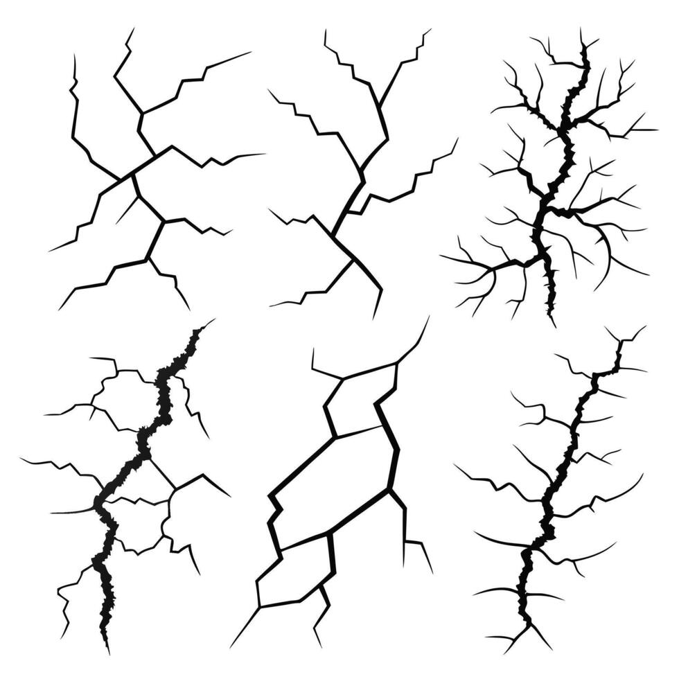Professional Crack Textures 6 High Res Black and White Crack Patterns for Design. vector