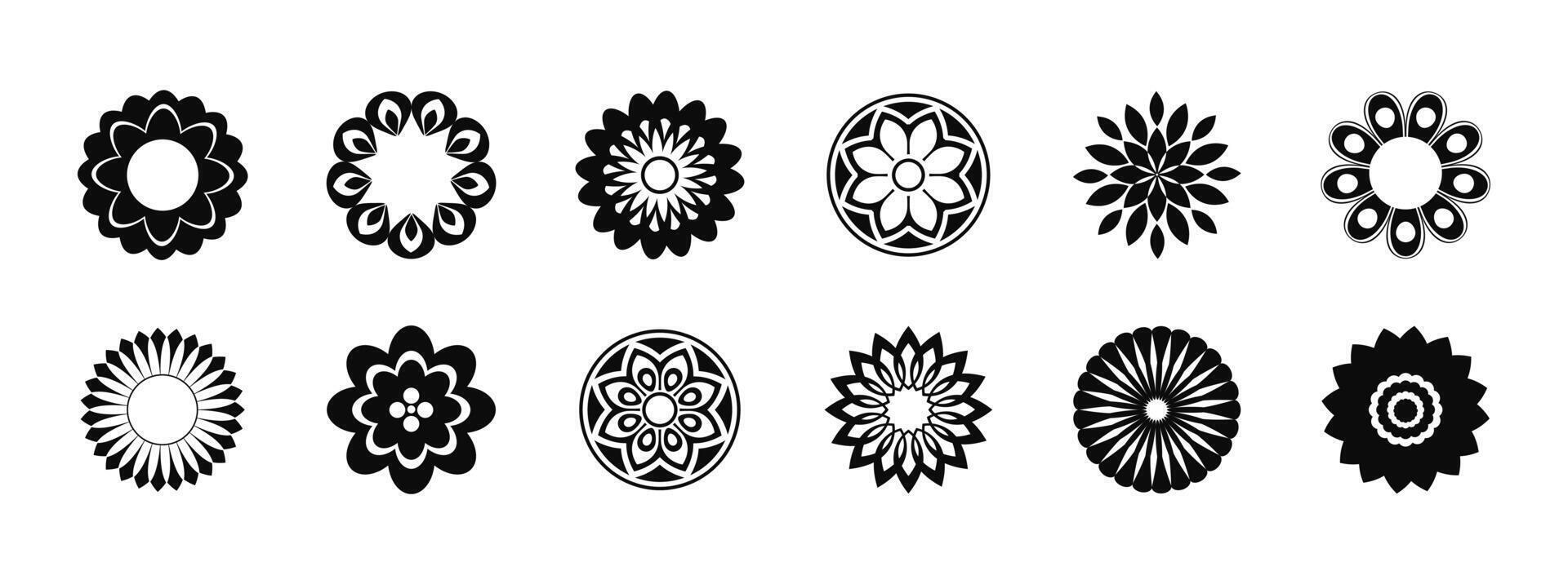 Flowers icon set. Flowers isolated on transparent background. Flowers in modern simple. Cute round flower plant nature collection. illustration vector