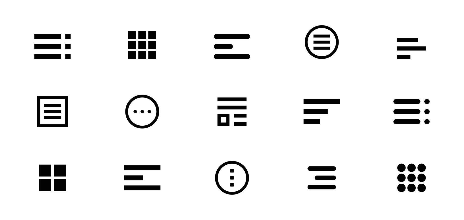 Hamburger web and mobile app menu icons, Buttons for website UI navigation. Hamburger or burger line app menu vector