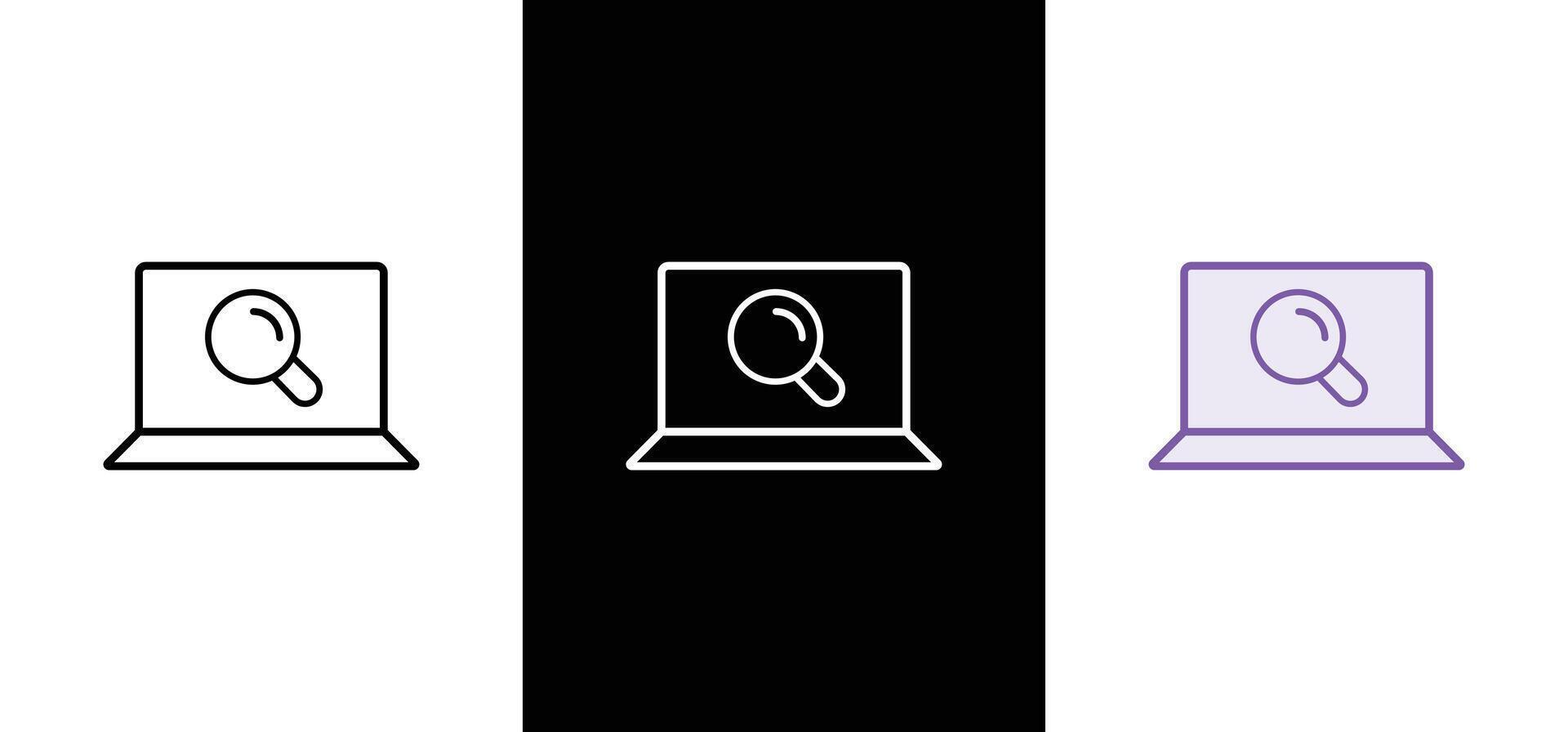Search icon set. Containing magnifying glass, find, research, SEO and investigate icons. vector