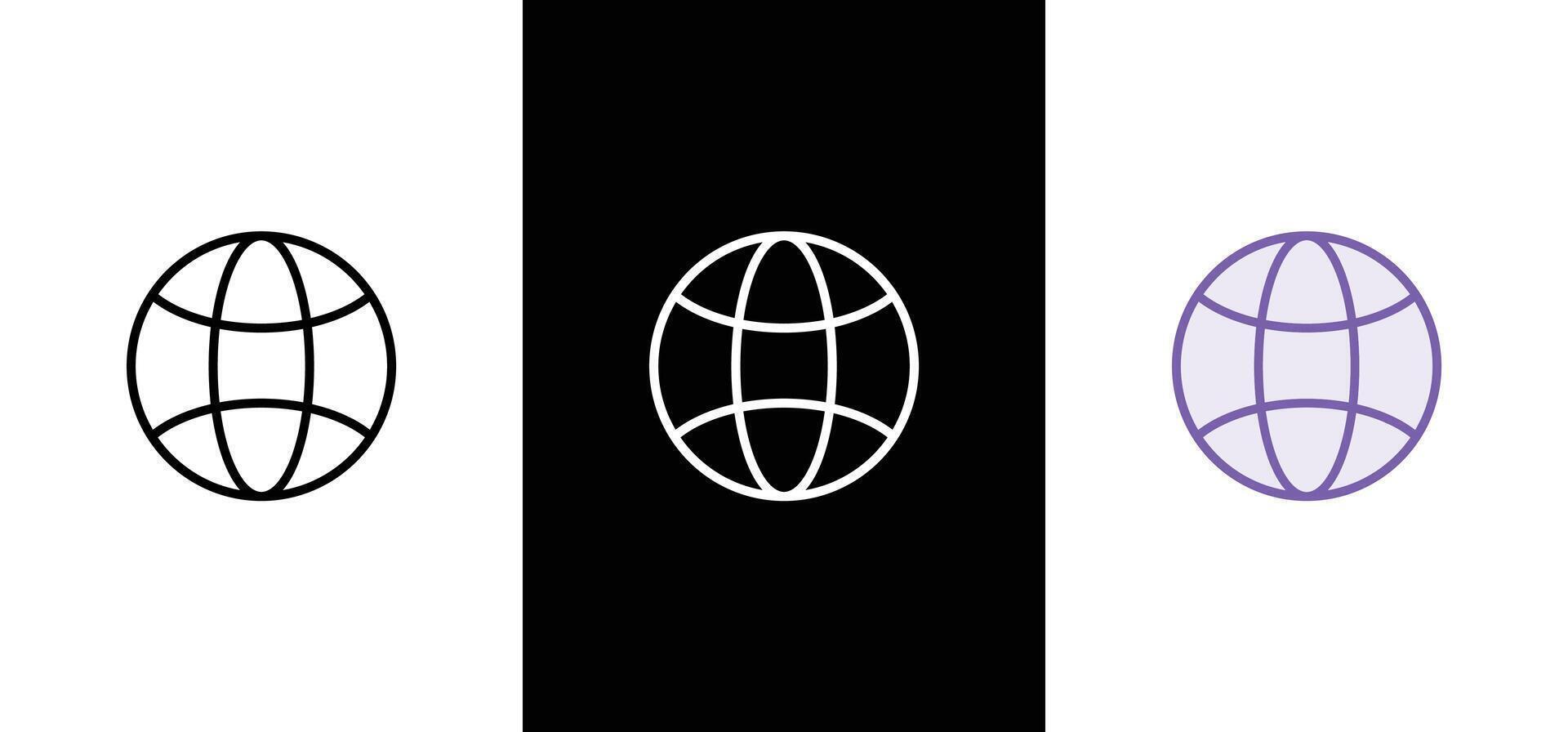 Globe icon. World set. Earth wide globe sign. Planet symbol flatten. vector
