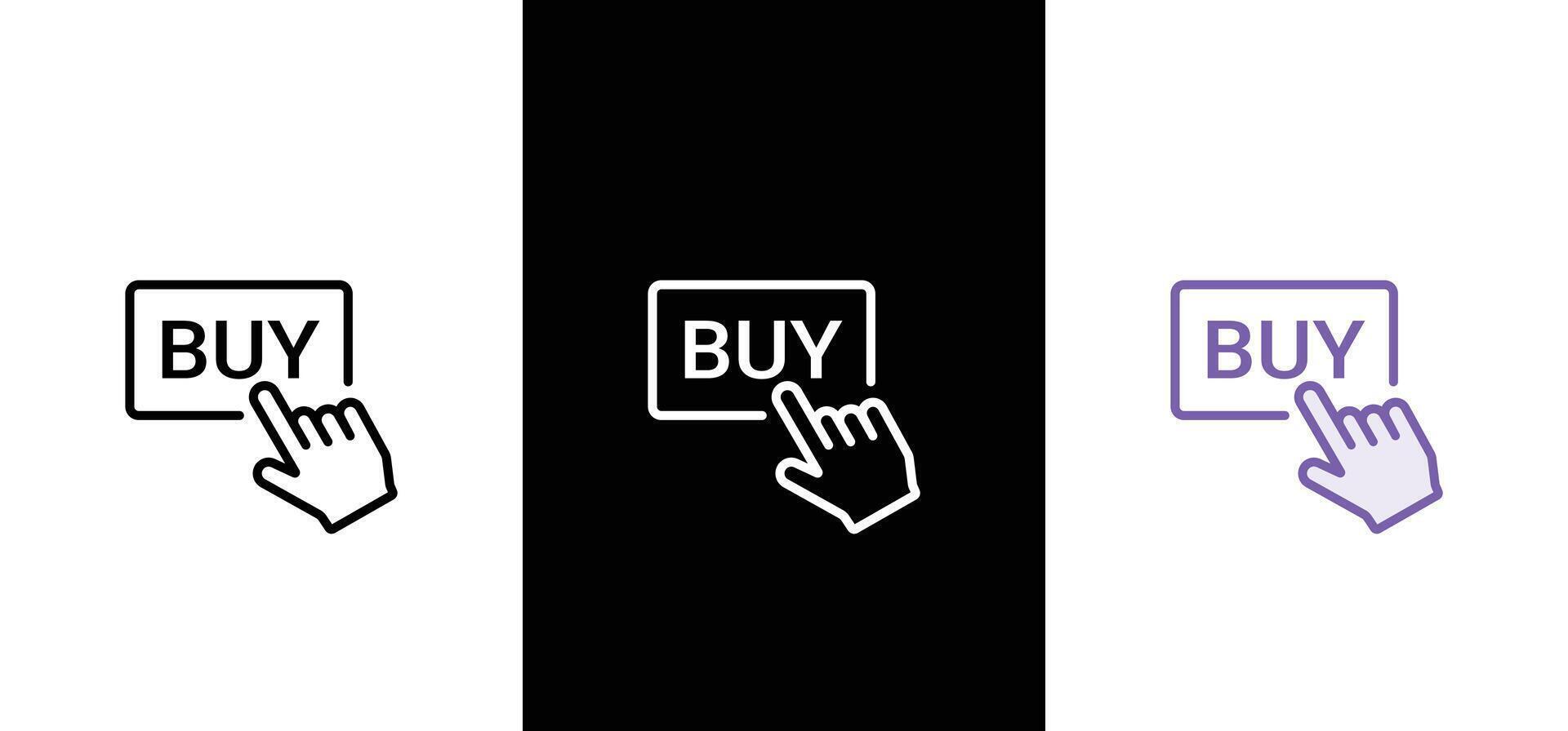 Order, purchase, buy and booking button flat icon set. Click order here vector