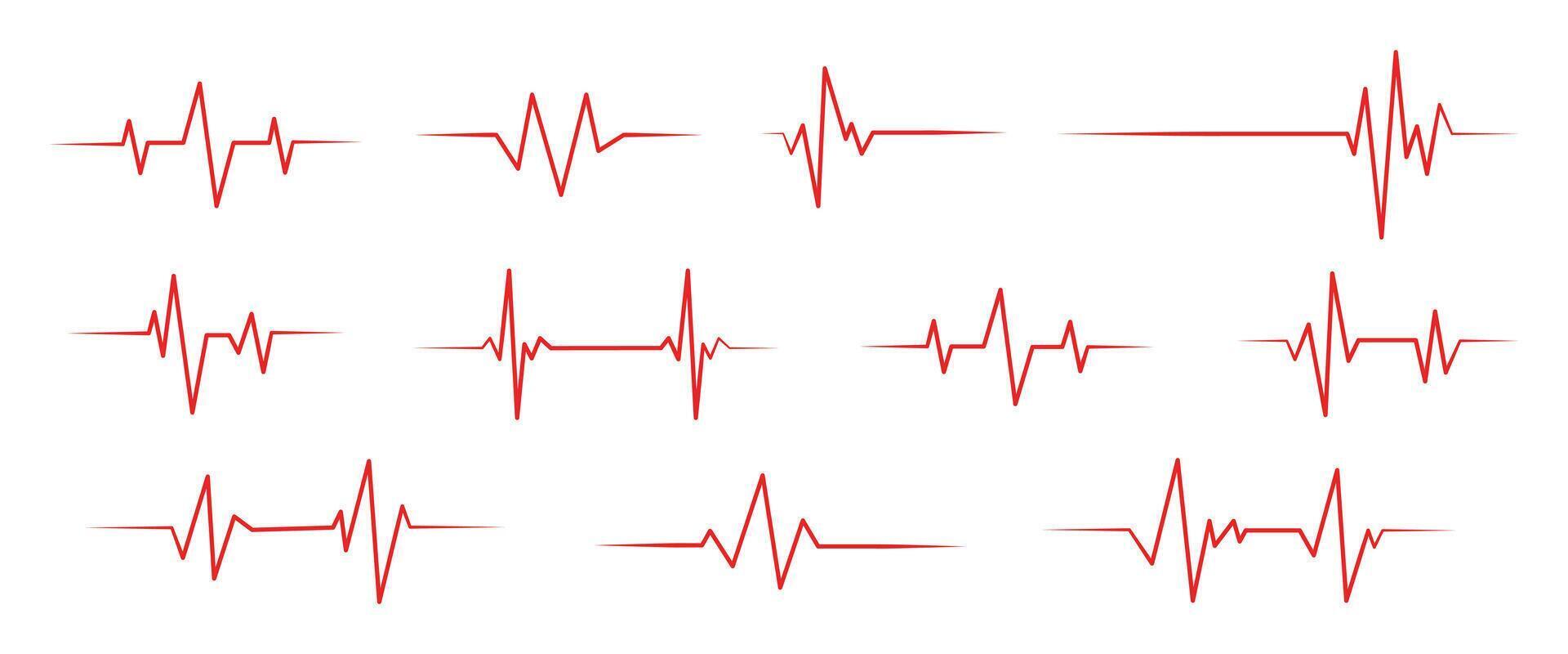 Heart beat line. Simple collection of cardiogram related line icons. vector