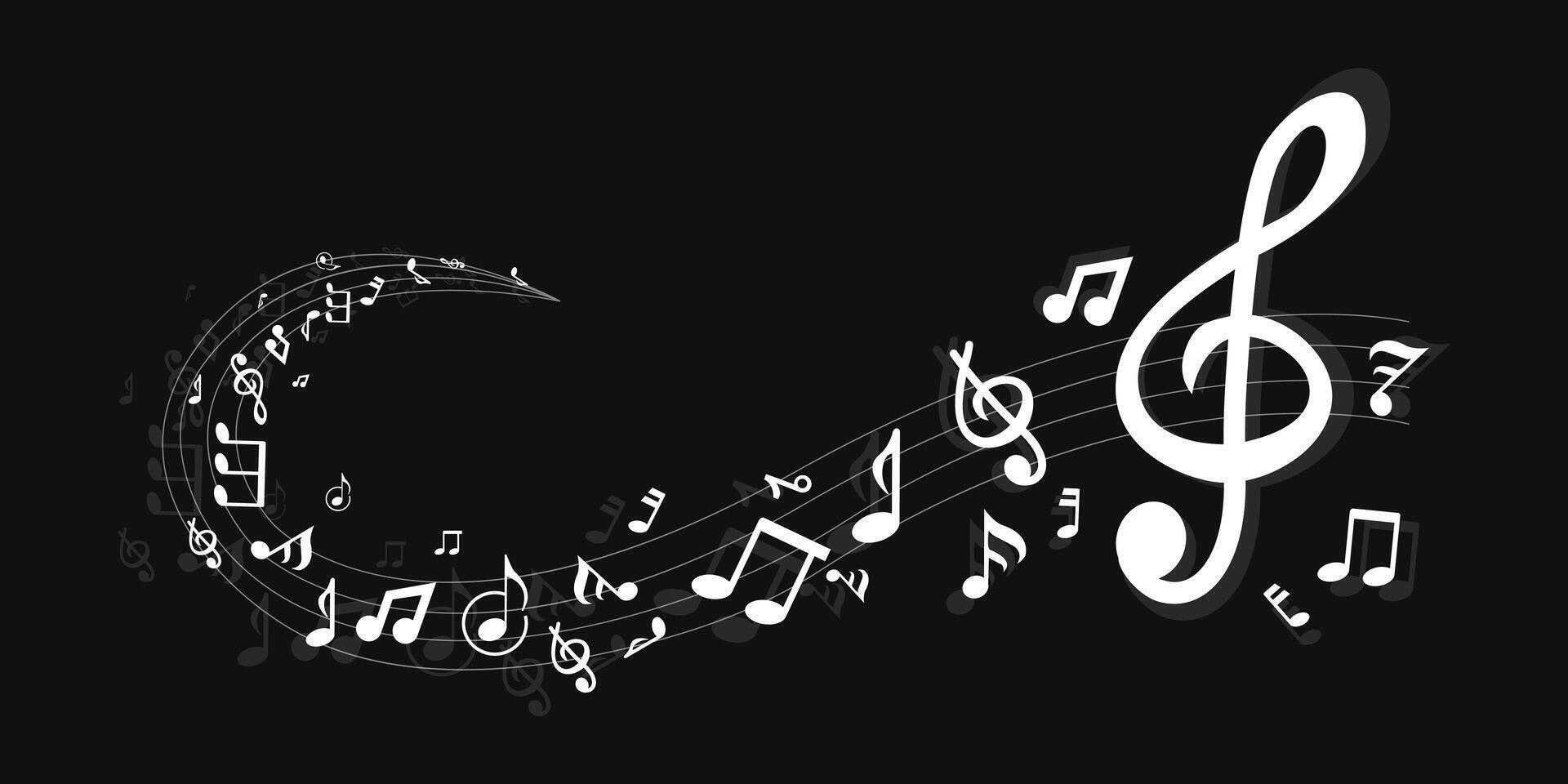 Musical note. Staff treble clef notes musician concept isolated on transparent background. of music sound, tune bass treble vector