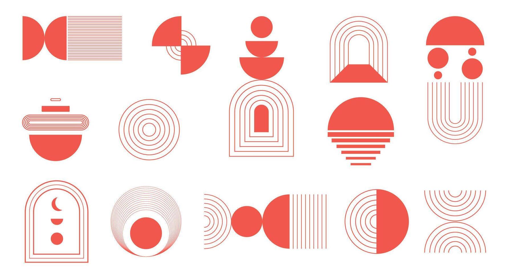 Abstract boho aesthetic geometric shape set stock illustration vector