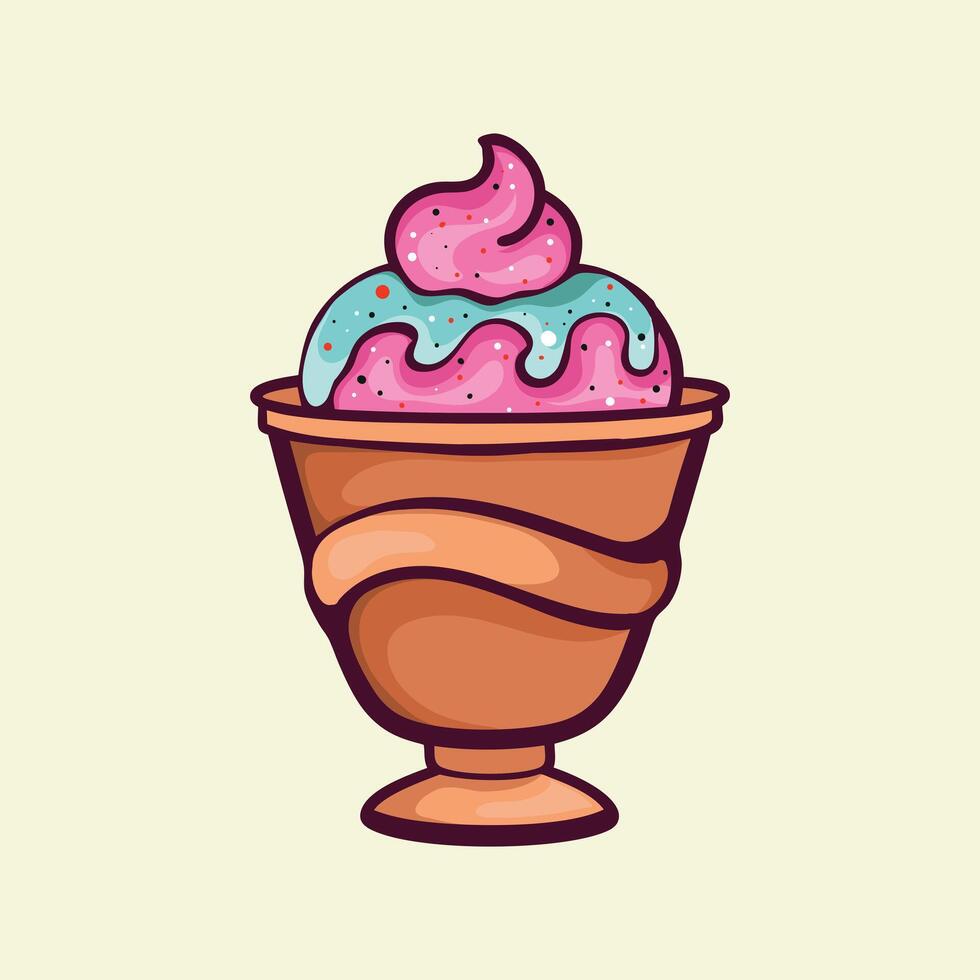Cup ice cream vintage Style illustration design vector