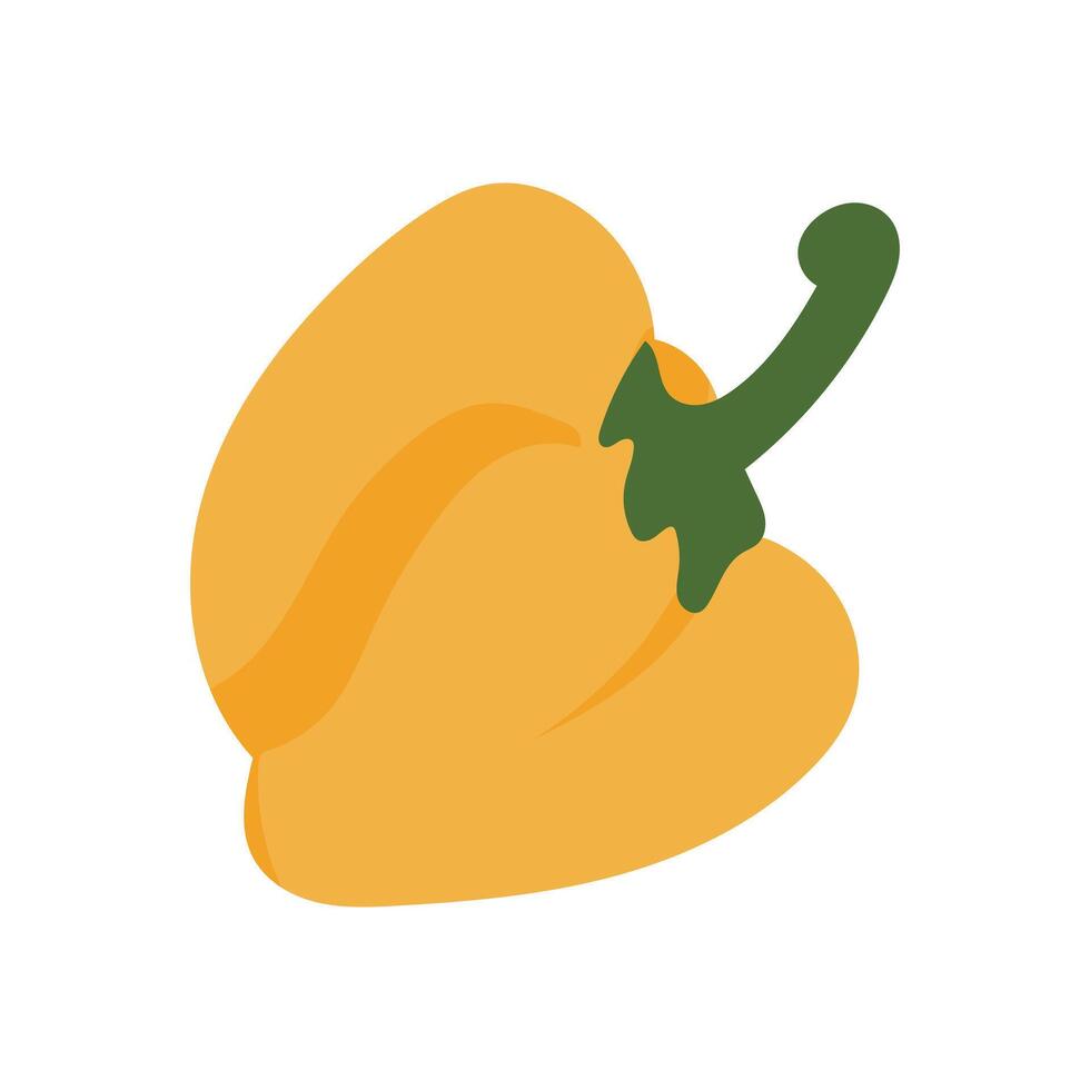 Sweet yellow paprika flat in flat design. Bulgarian pepper, vegetable ingredient. illustration isolated. vector