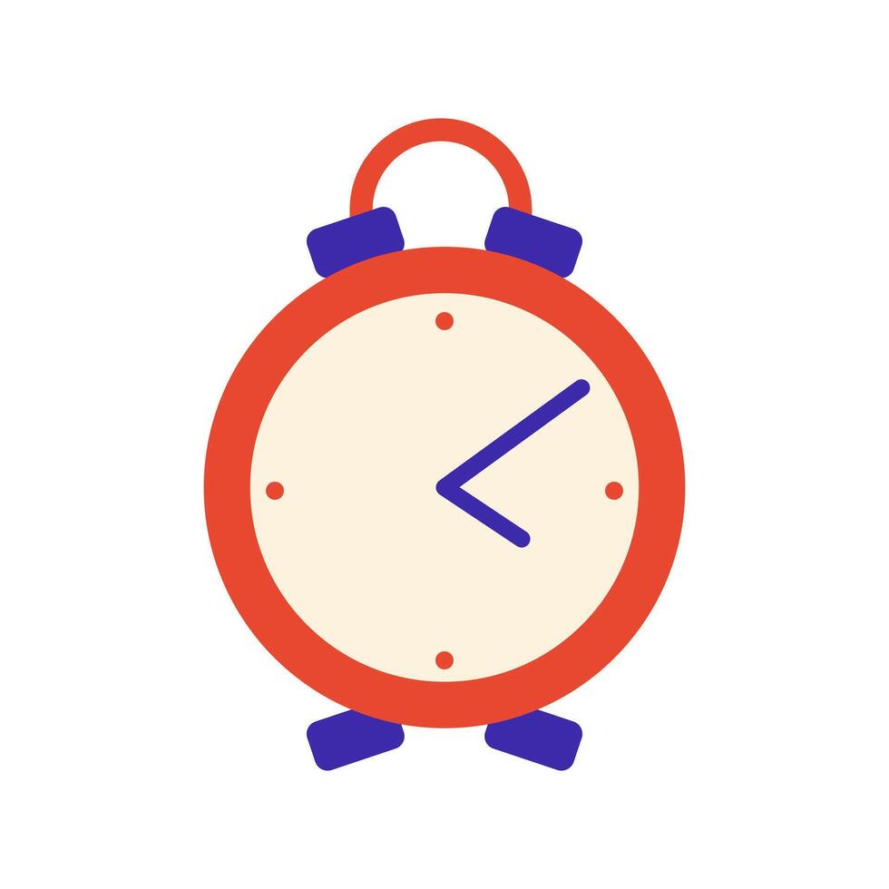 Table clock with alarm in flat design. Office or school analog alarmclock. illustration isolated. vector