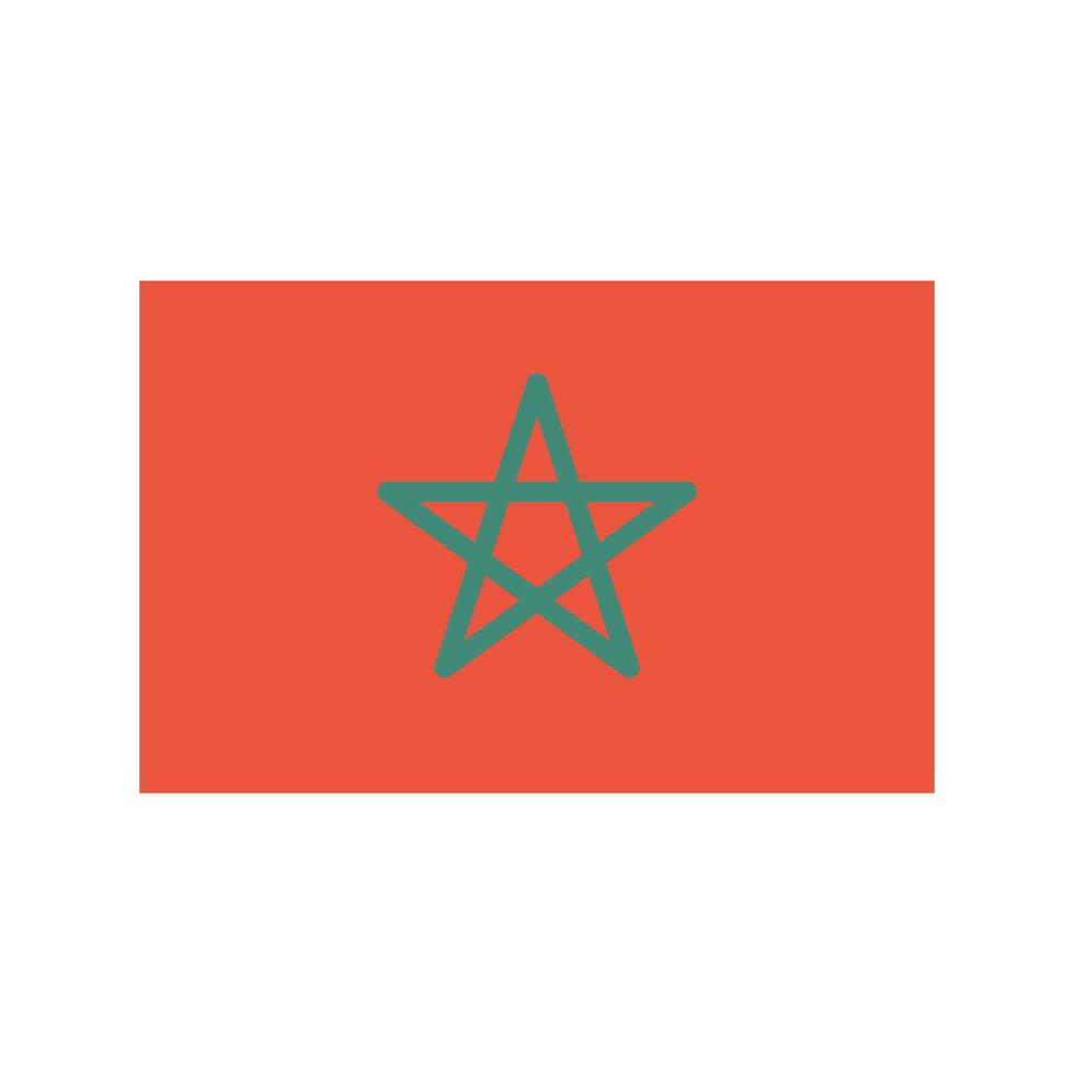 Morocco flag in flat design. Moroccan official red insignia with star. illustration isolated. vector