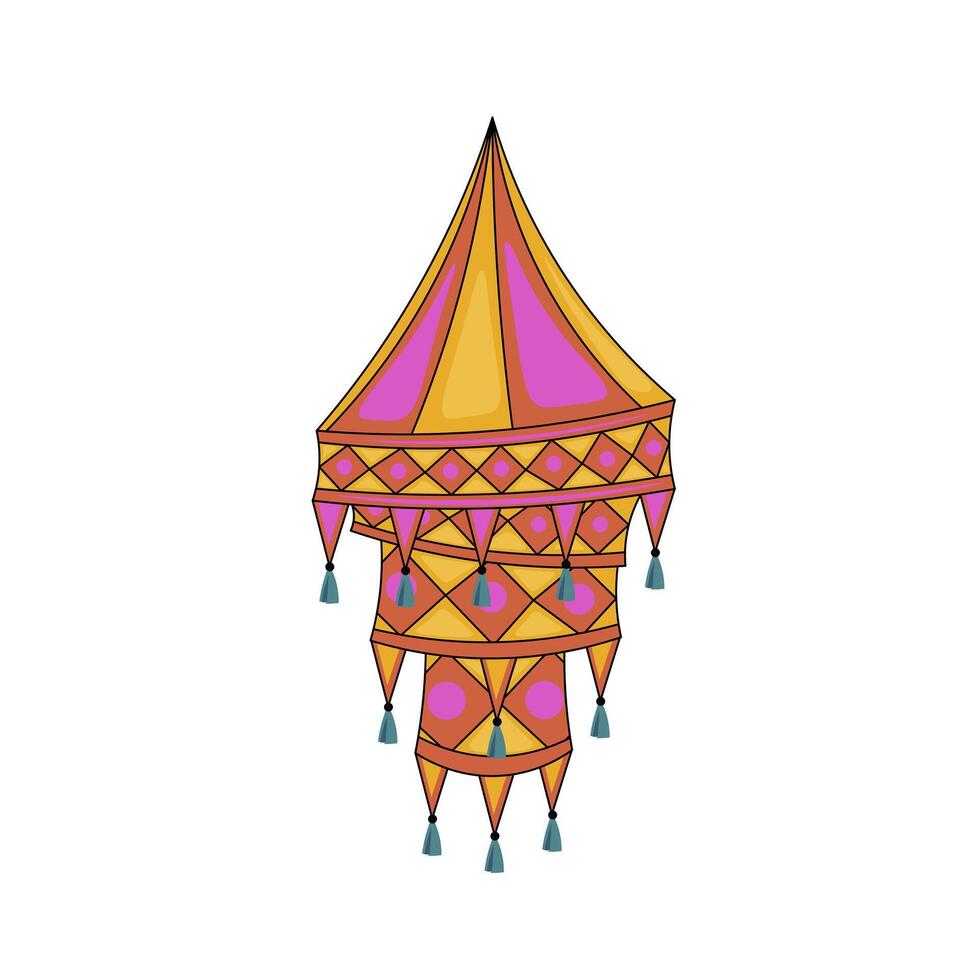Abstract lantern with ornate in flat design. Lamp for India light festival. illustration isolated. vector