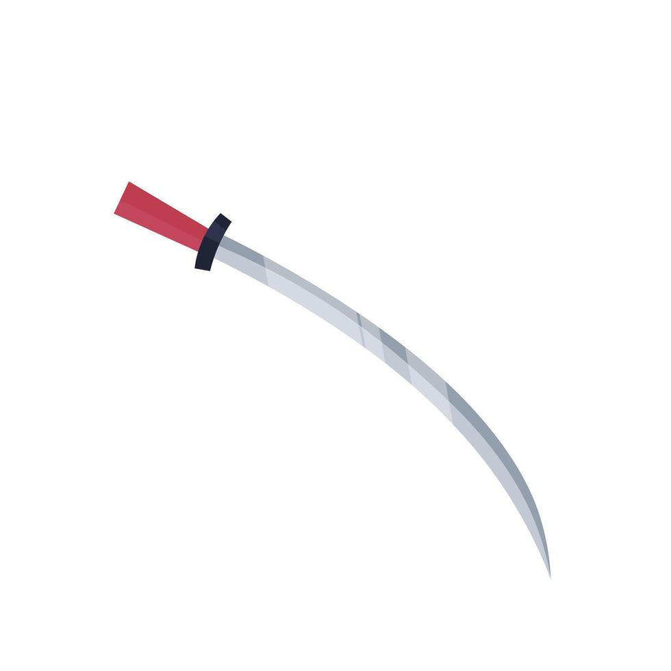 Samurai katana in flat design. Traditional japanese sword weapon symbol. illustration isolated. vector