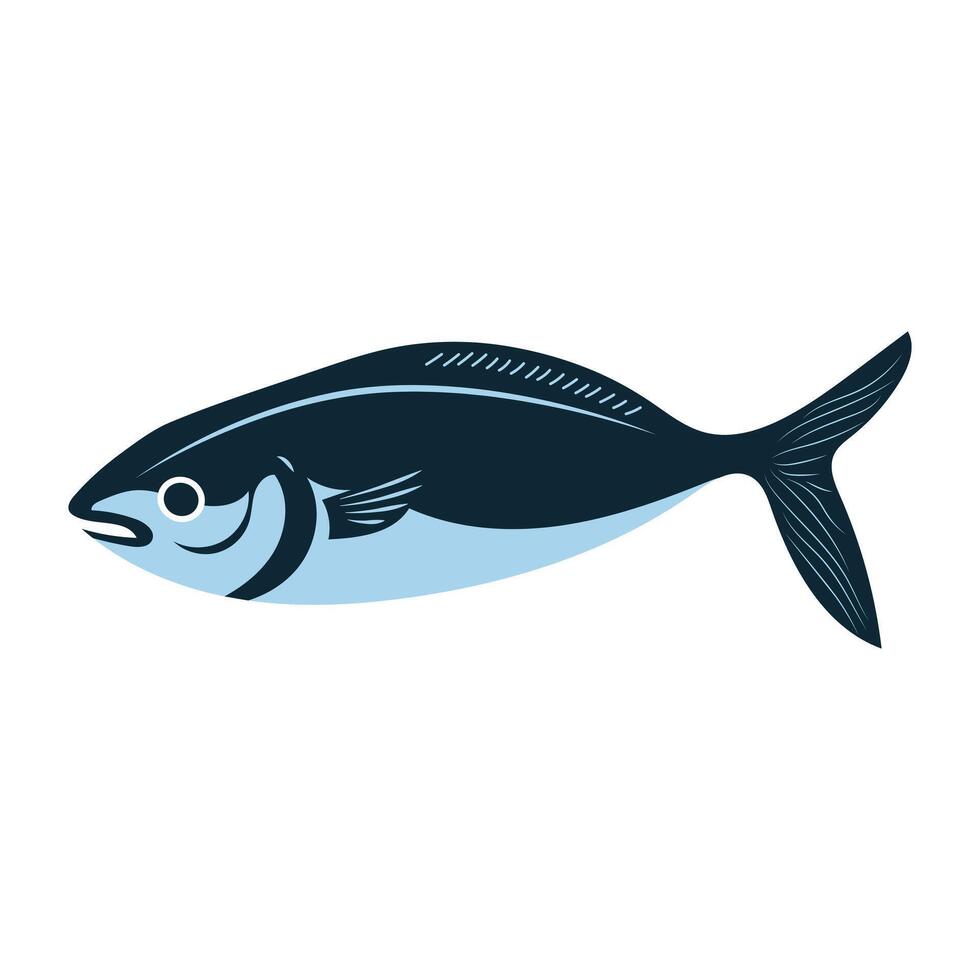 Swimming fish flat in flat design. Wildlife tuna, freshness seafood menu. illustration isolated. vector