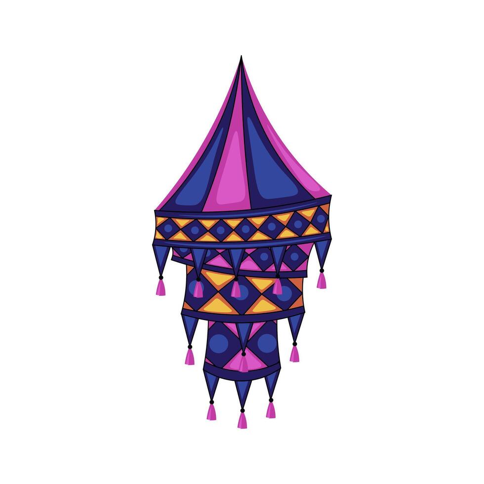 Ornate hanging lantern in flat design. Lamp for India light festival. illustration isolated. vector