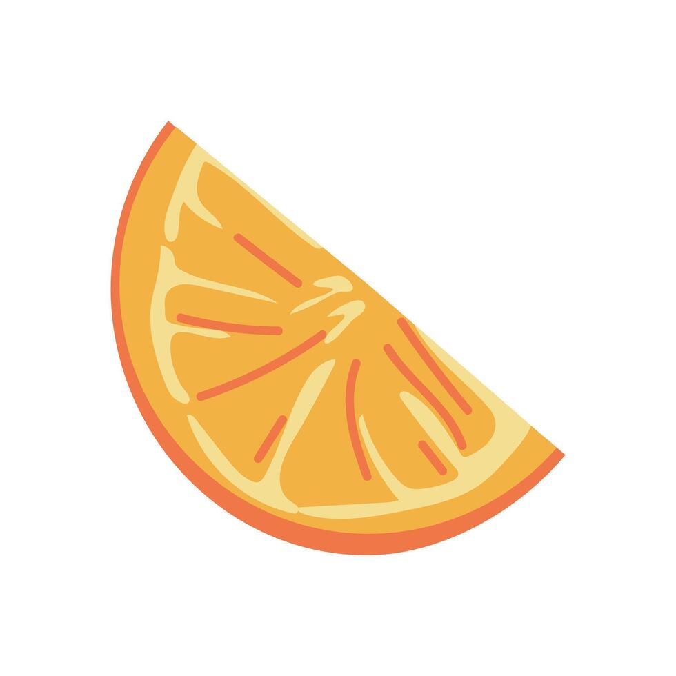 Lemon slice in flat design. Tropical fruit half, fresh orange part. illustration isolated. vector