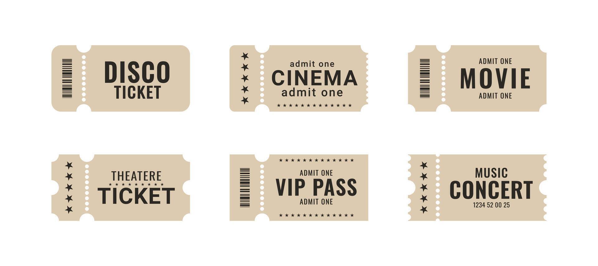 Tickets. Retro Ticket templates. Set of vintage tickets vector