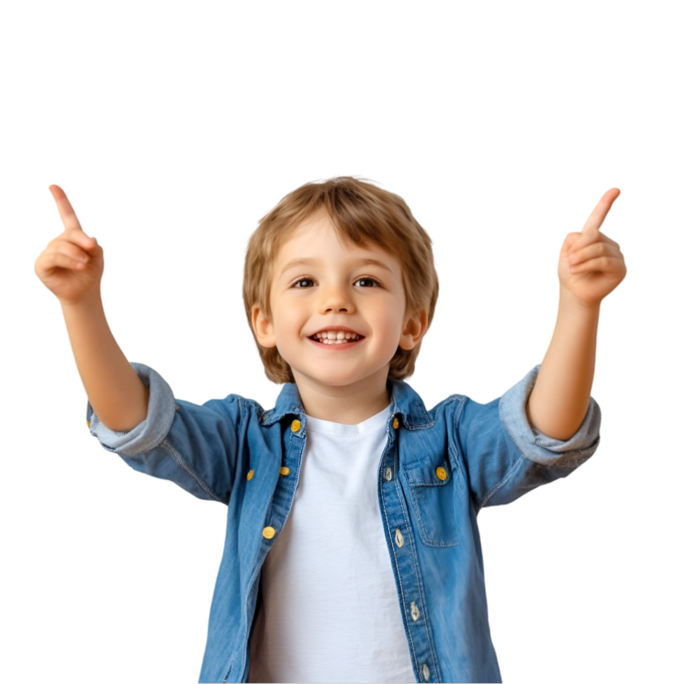 A young boy is holding up two fingers png