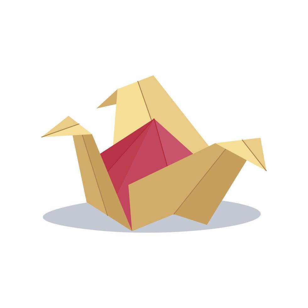Origami bird figure in flat design. Traditional japanese paper craft. illustration isolated. vector