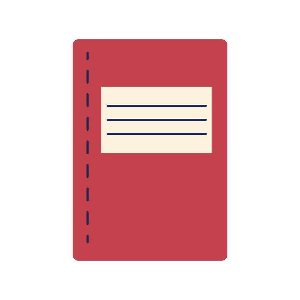 Closed notebook with cover in flat design. Office planner, school notepad. illustration isolated. vector