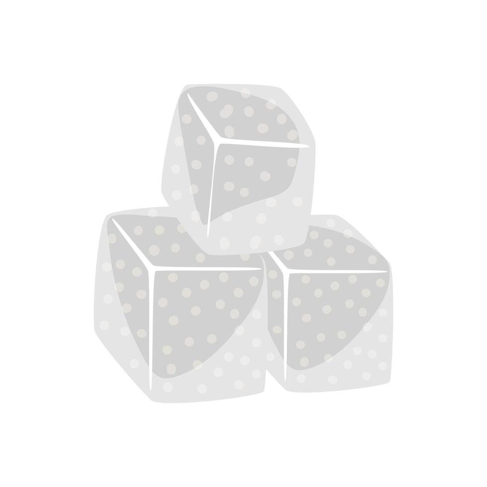 White sugar cubes in flat design. Pile of sweet crystal ingredient. illustration isolated. vector