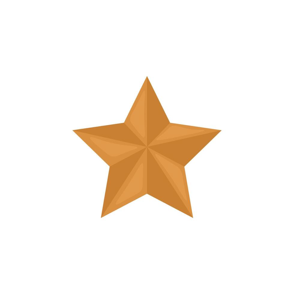 Golden star symbol in flat design. Shiny yellow celebration medal. illustration isolated. vector