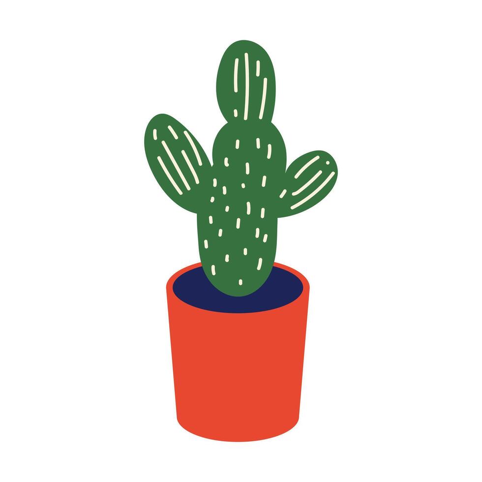 Cactus in pot in flat design. Cacti succulent in flowerpot, home plant. illustration isolated. vector