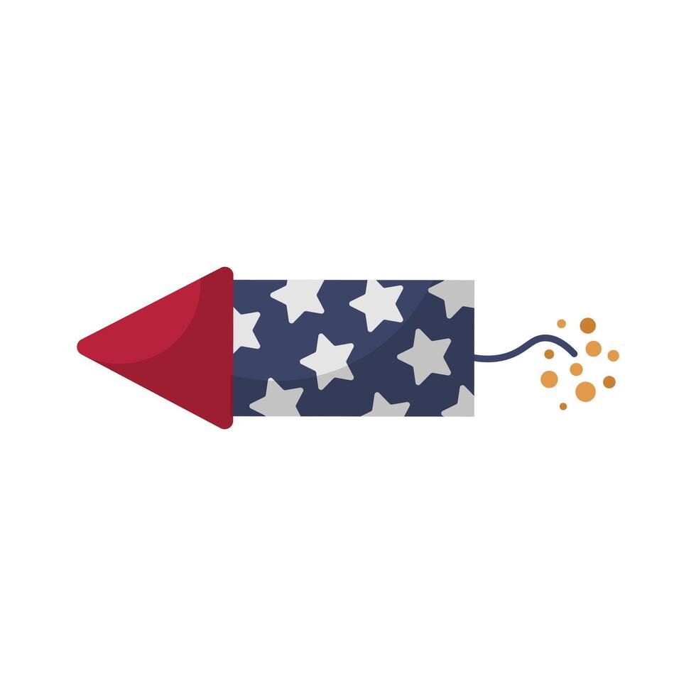 Firecracker with USA flag symbol in flat design. Holiday firecracker with stars. illustration isolated. vector