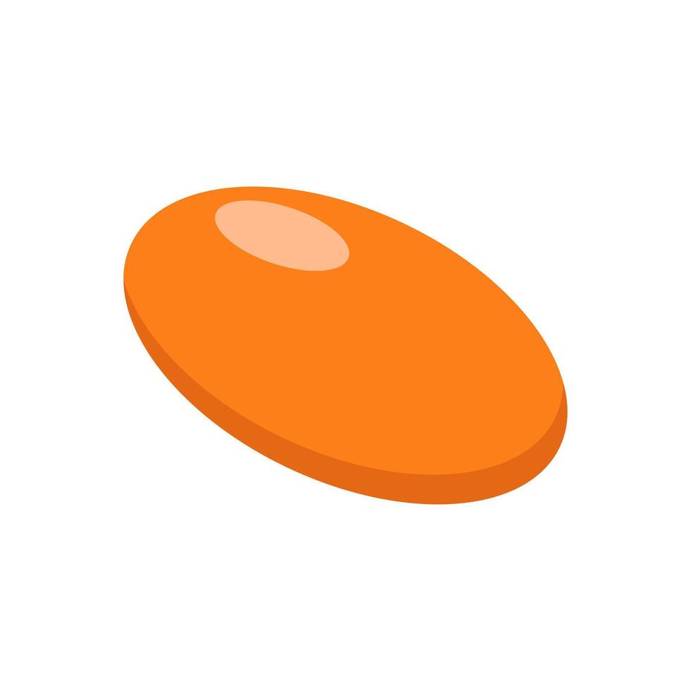 Medical orange pill in flat design. Tablet treatment, vitamin supplement. illustration isolated. vector