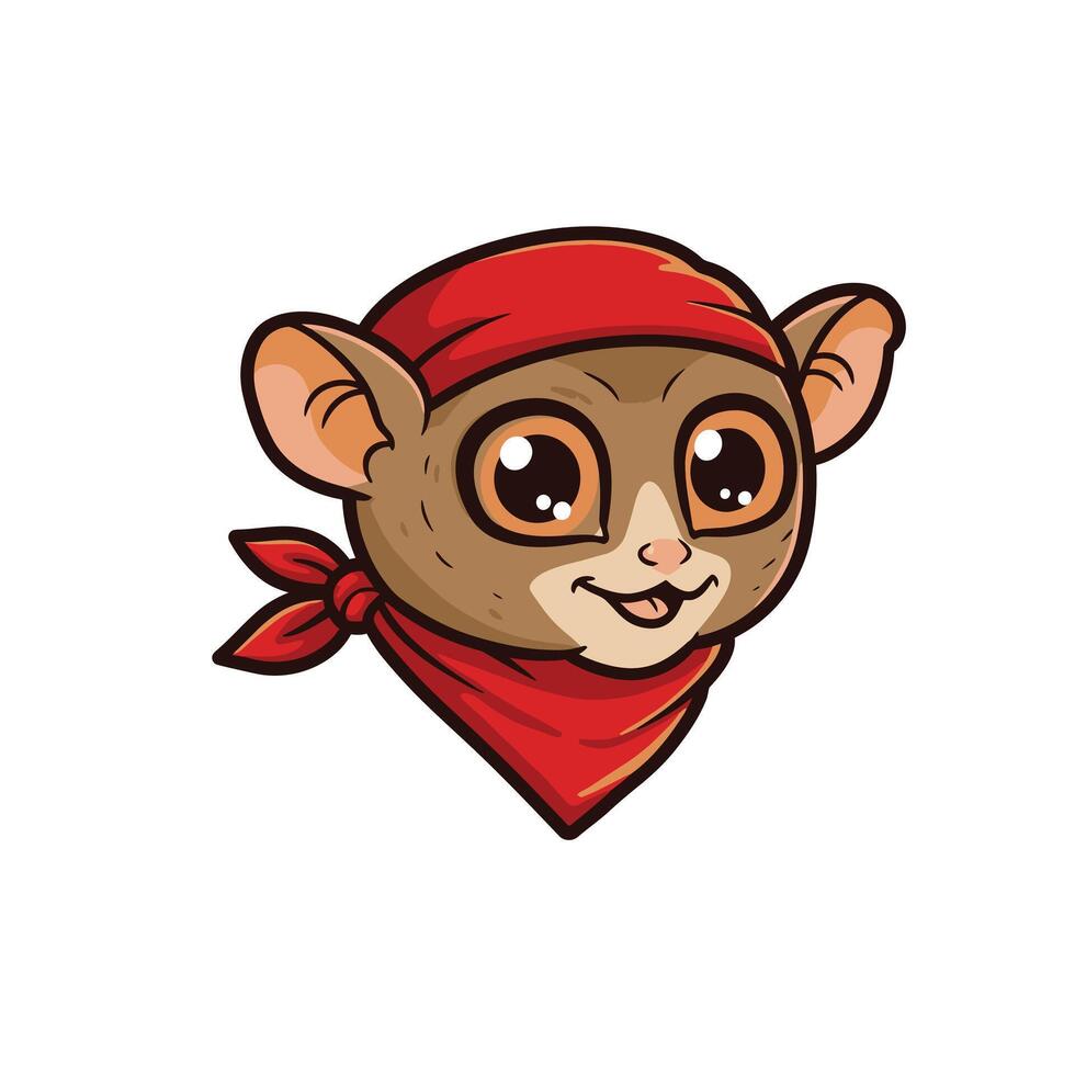 Cartoon character wearing a red bandana logo design vector