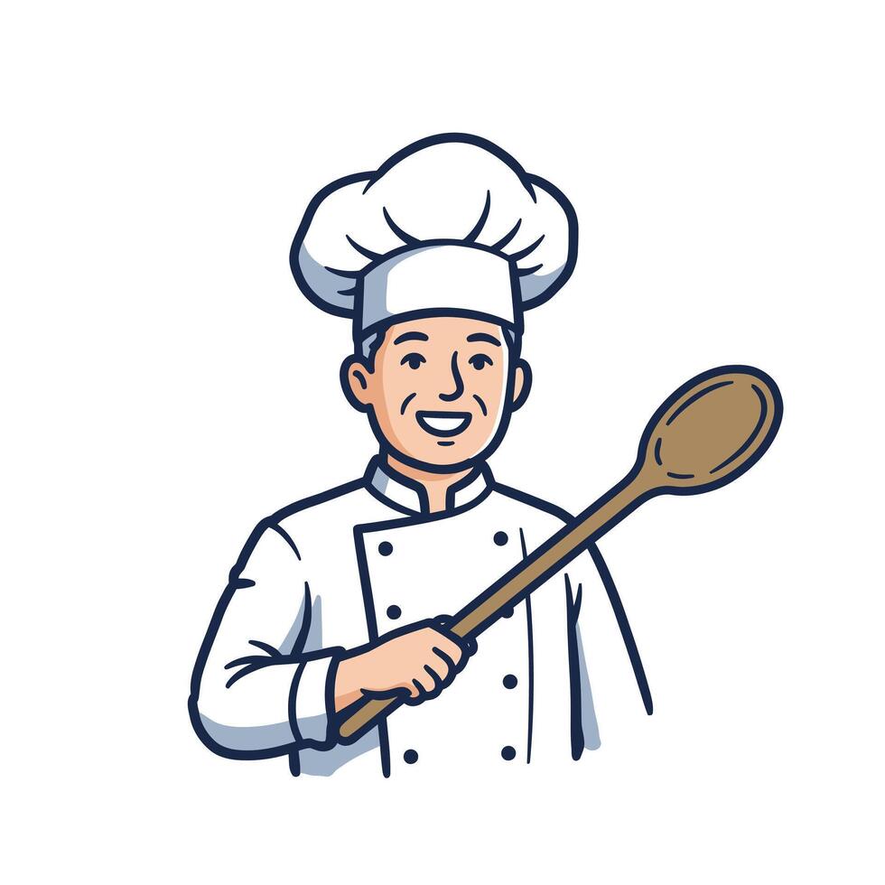 Chef with a spoon logo design vector