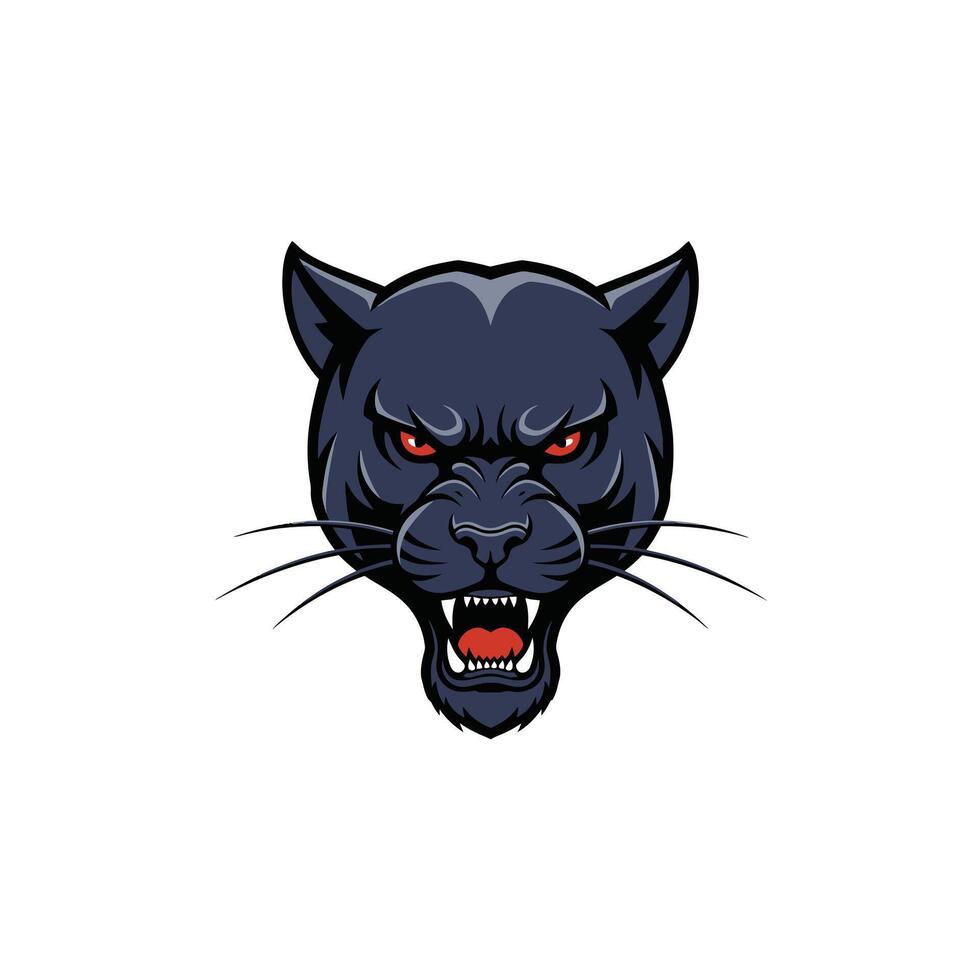 Black panther head with red eyes logo design vector