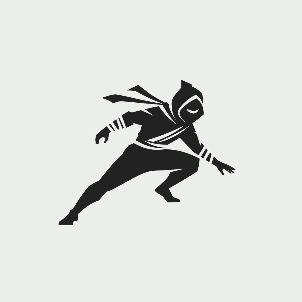 Silhouette of a ninja running logo design vector