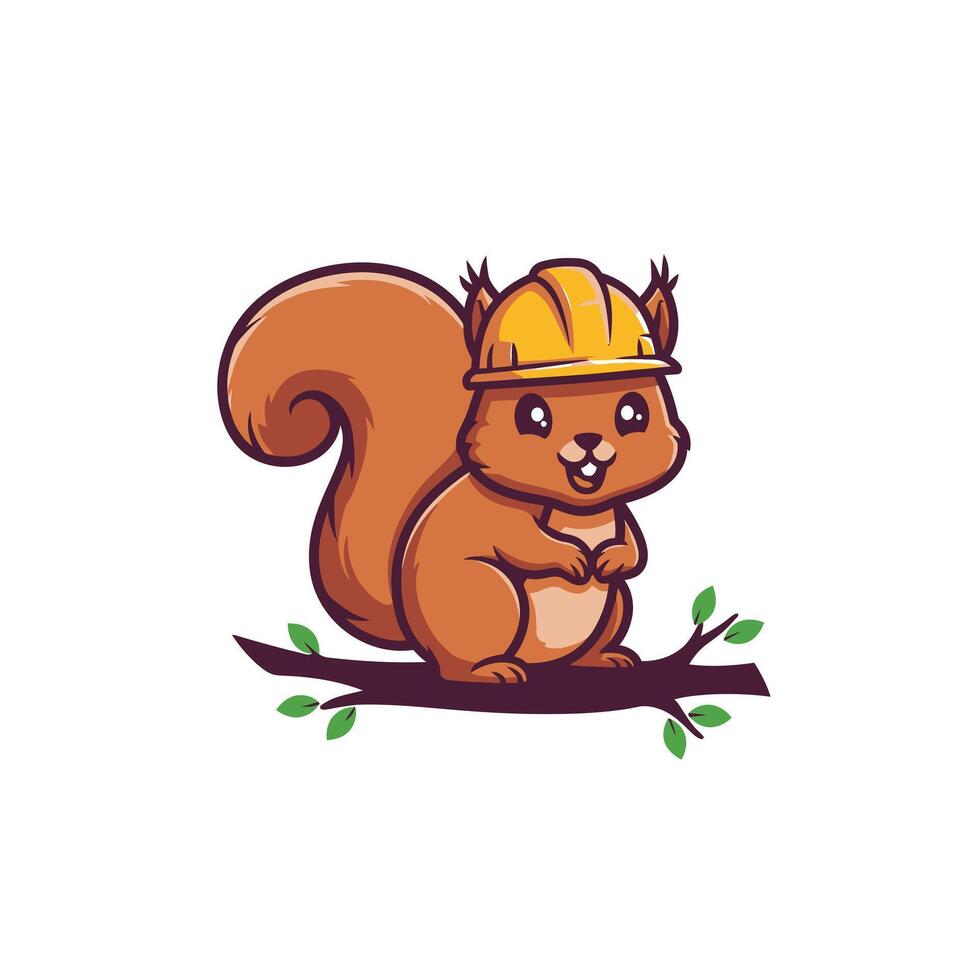 Squirrel wearing a hard hat logo design vector