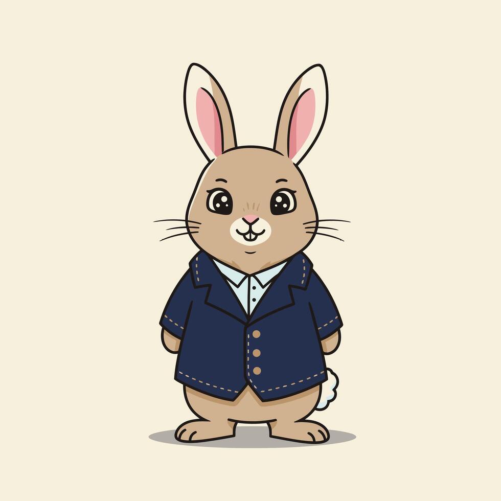 Cartoon rabbit wearing a jacket logo design vector