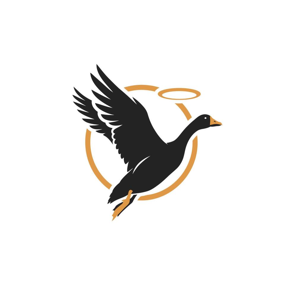 black goose with a halo logo design vector