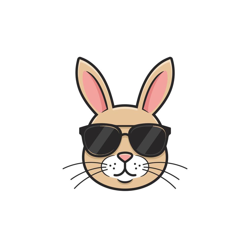 Rabbit wearing sunglasses logo design vector
