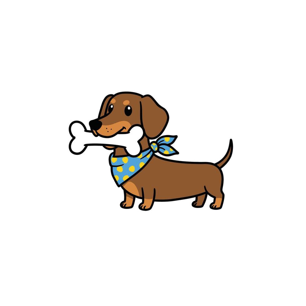 Cartoon dachshund with a bone logo design vector