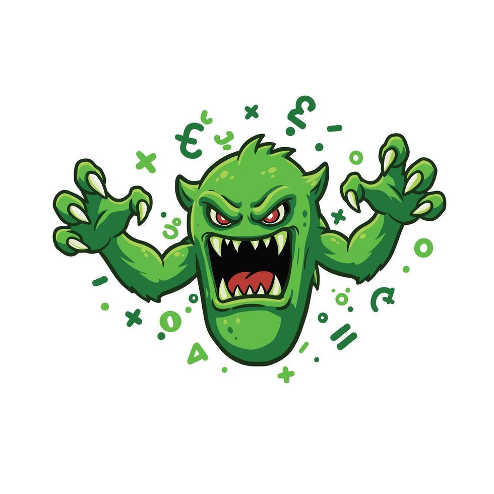 Cartoon green monster logo design vector