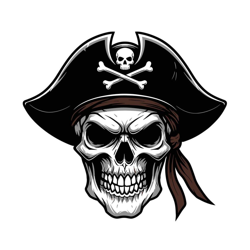 Pirate skull logo design vector