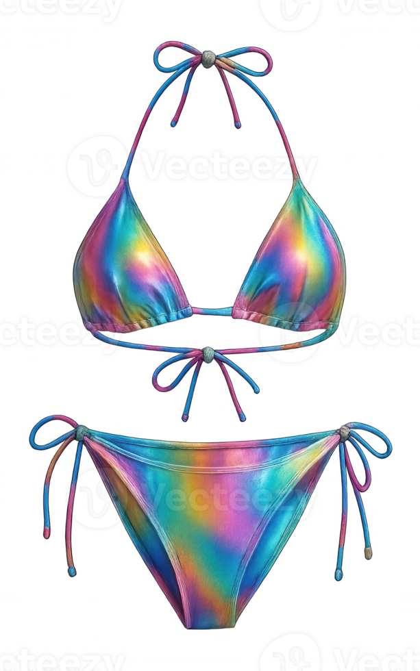 Colorful and Reflective Bikini on Transparent Background png