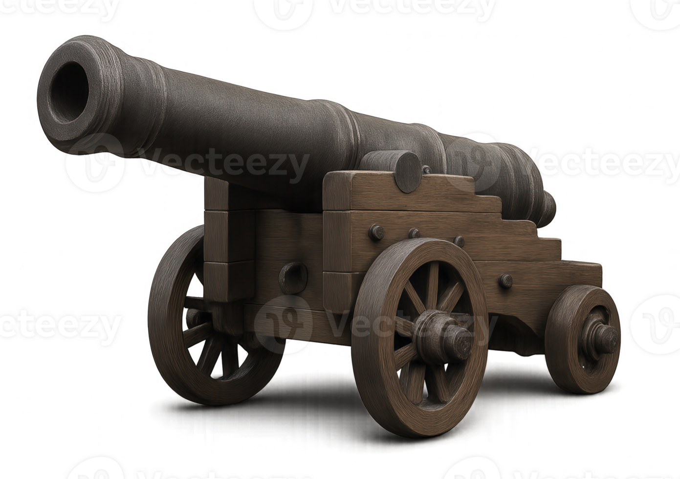 Ancient Cannon on Transparent Background Ready to Fire png