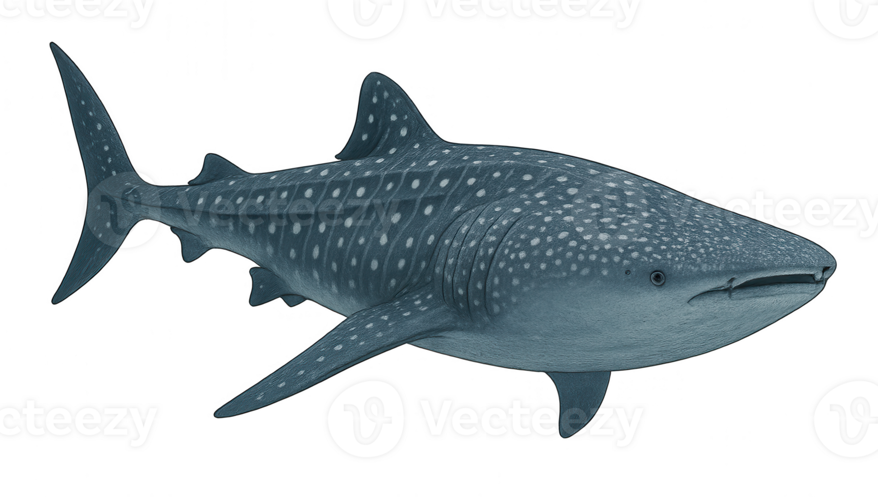 A whale shark swimming in the ocean with transparent background png