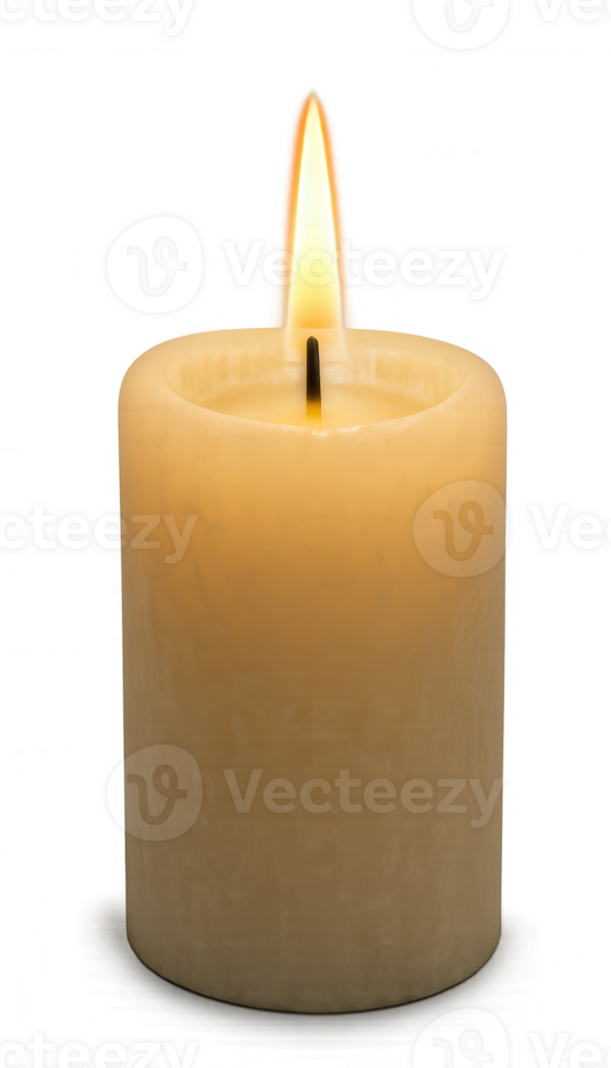Hot burning candle with transparent background providing warm light png