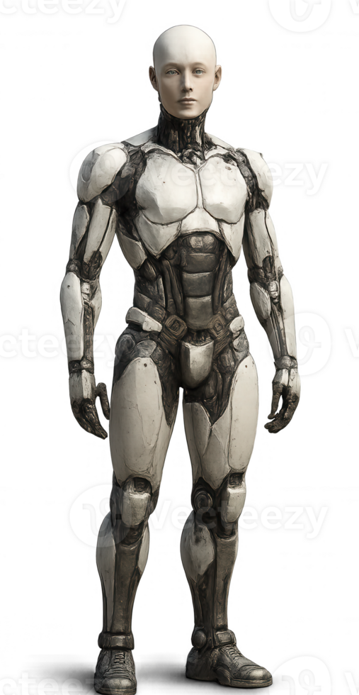 Humanoid AI Robot Standing on Transparent Background png