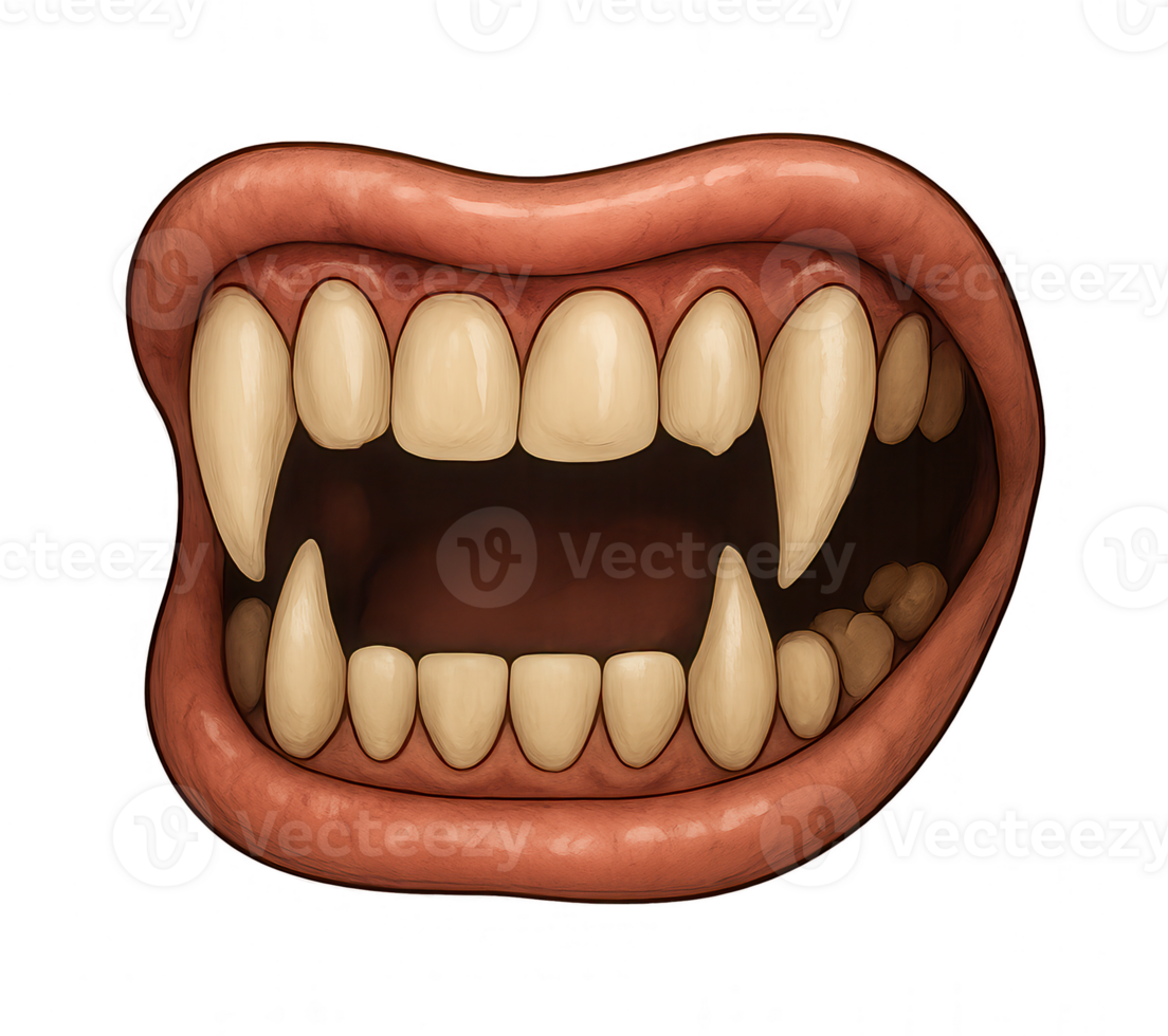 Vampire Mouth Showing Fangs on Transparent Background png