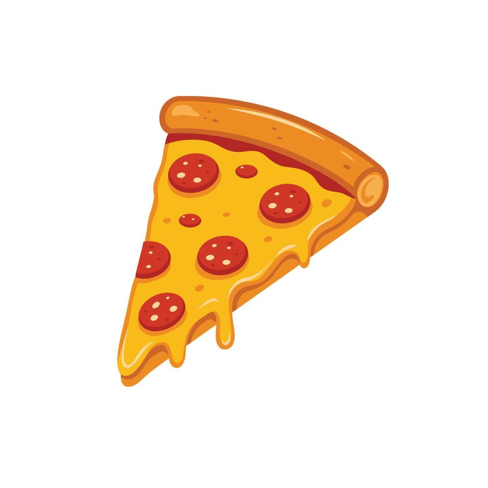Slice of pizza with pepperoni logo design vector