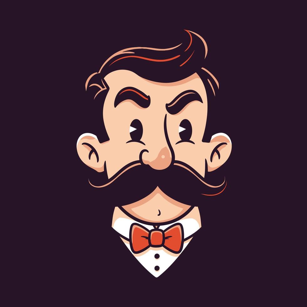Cartoon man with mustache logo design vector