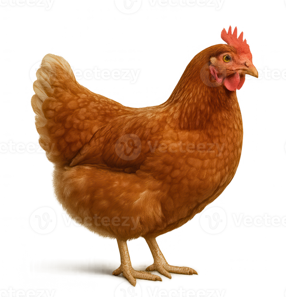 A brown hen standing on transparent background png