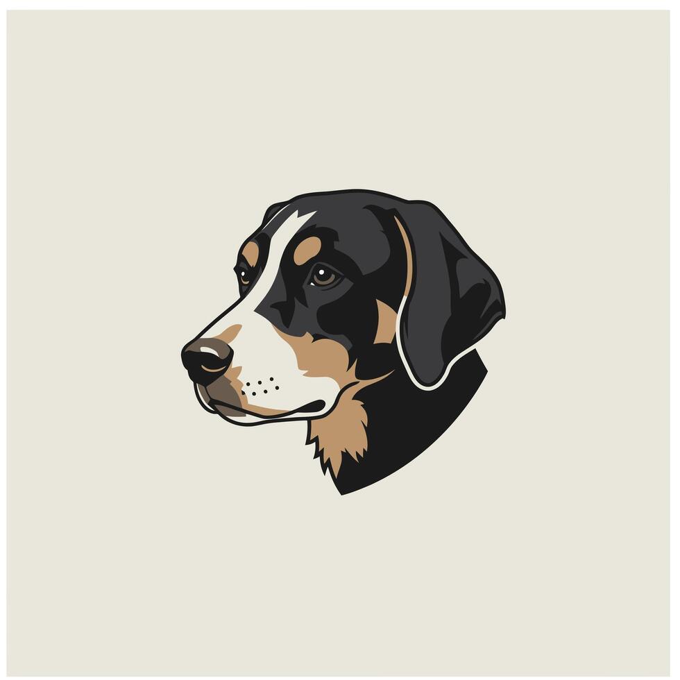 Black, white and brown dog face logo design vector