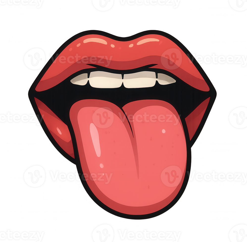 Open mouth sticking out tongue with transparent background png